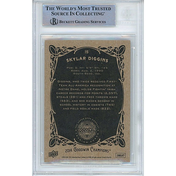 Skylar Diggins Autographed Phoenix Mercury 2014 Goodwin Champions Card Beckett - Picture 2 of 4